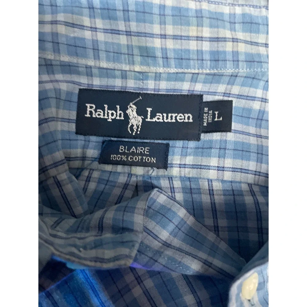 Ralph‎ Lauren Shirt Men's Size Large Multicolor Plaid Short Sleeve Button